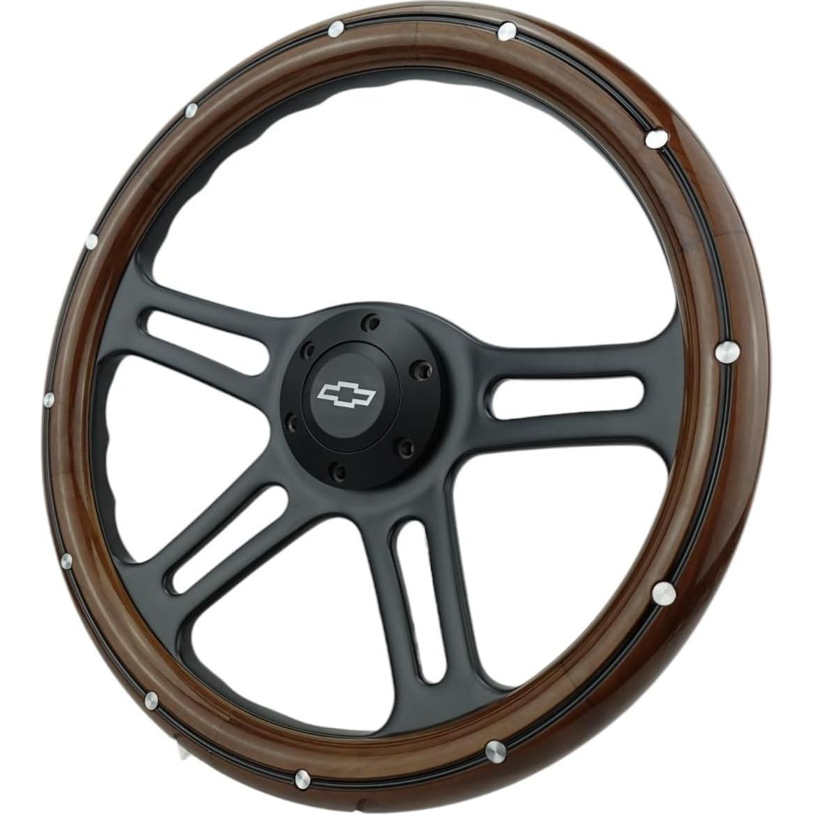 Volante de dirección Newworldmotoring 35,56 cm madera caoba