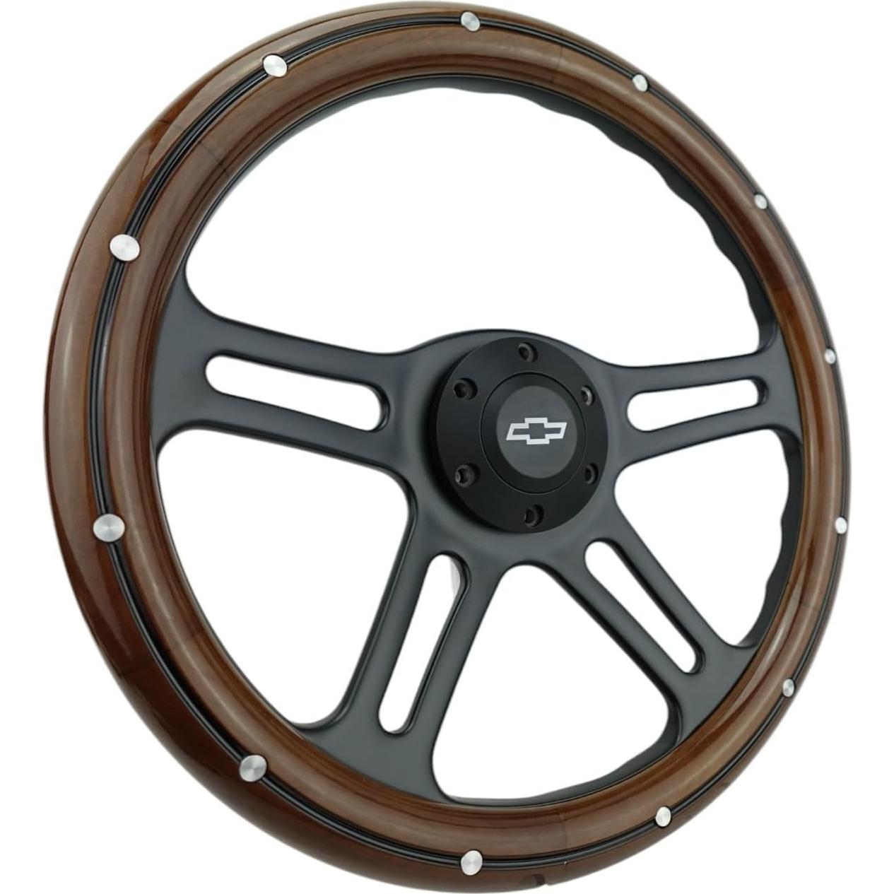 Volante de dirección Newworldmotoring 35,56 cm madera caoba