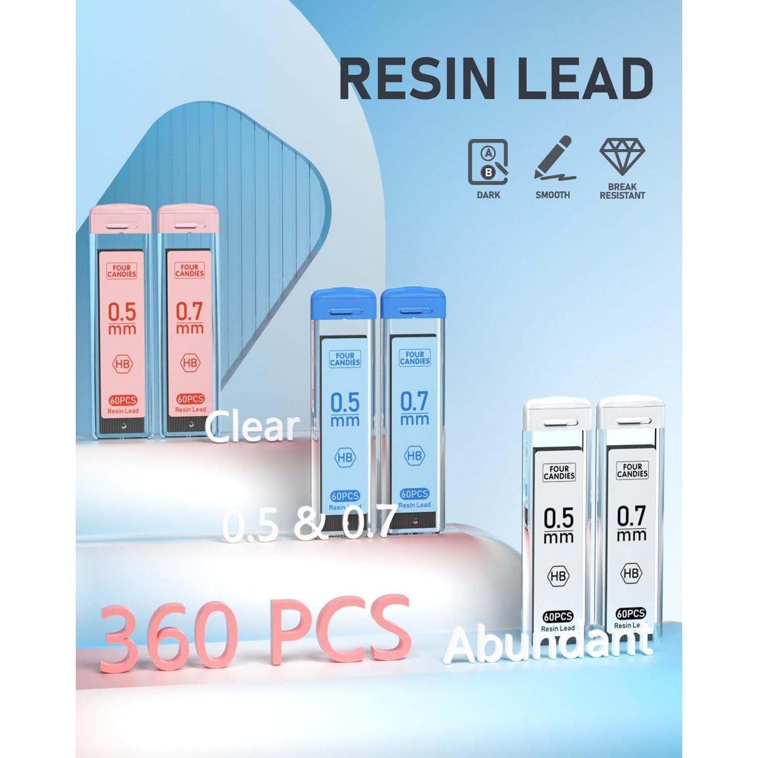 Juego de Lápices Mecánicos Four Candies 0.5 y 0.7mm con Estuche