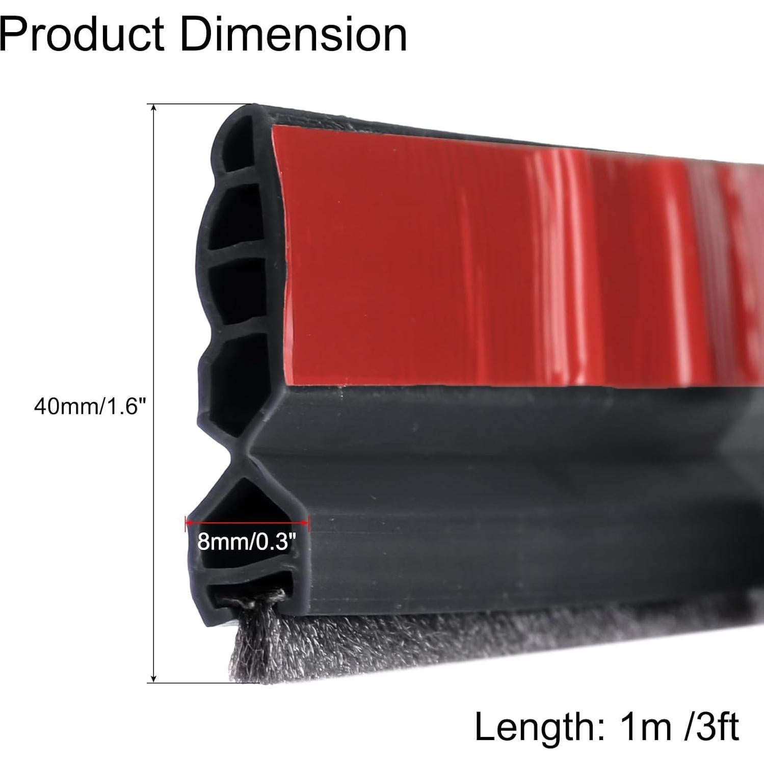 Tapón de Corrientes de Aire uxcell 1m Negro Autoadhesivo