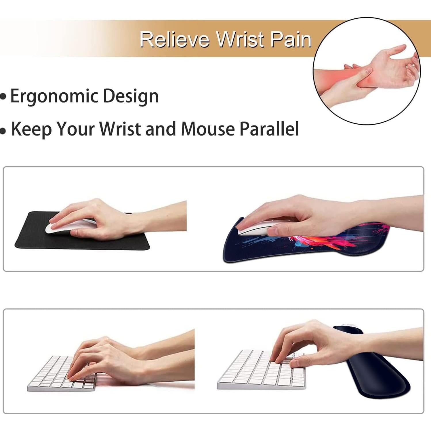 Juego de Soporte Ergonómico para Muñeca y Alfombrilla YVBHCGGGF