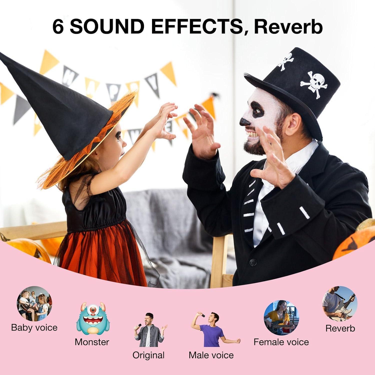 Karaoke Portátil Rosa B68 con 2 Micrófonos Inalámbricos