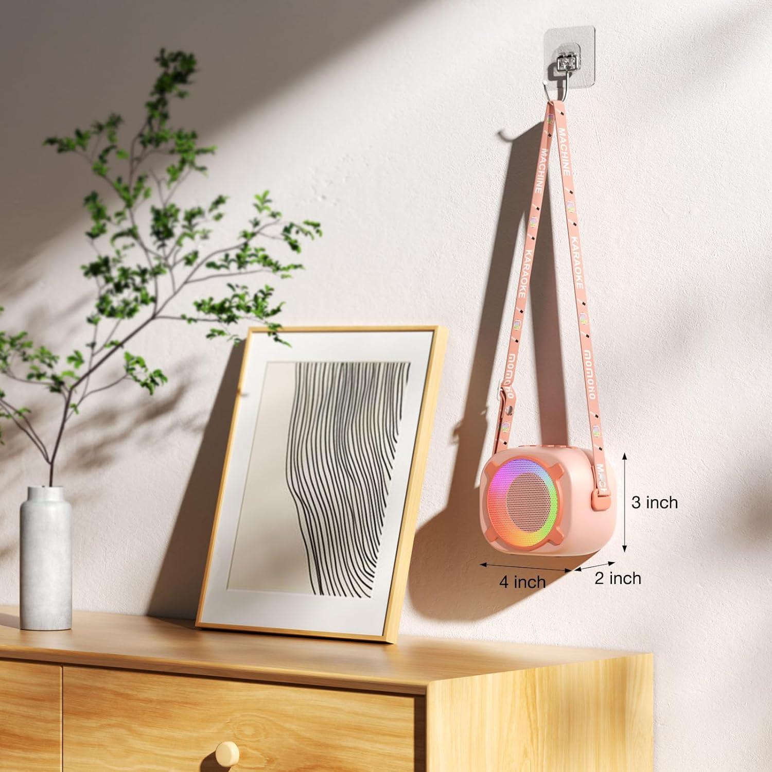 Karaoke Portátil Rosa B68 con 2 Micrófonos Inalámbricos