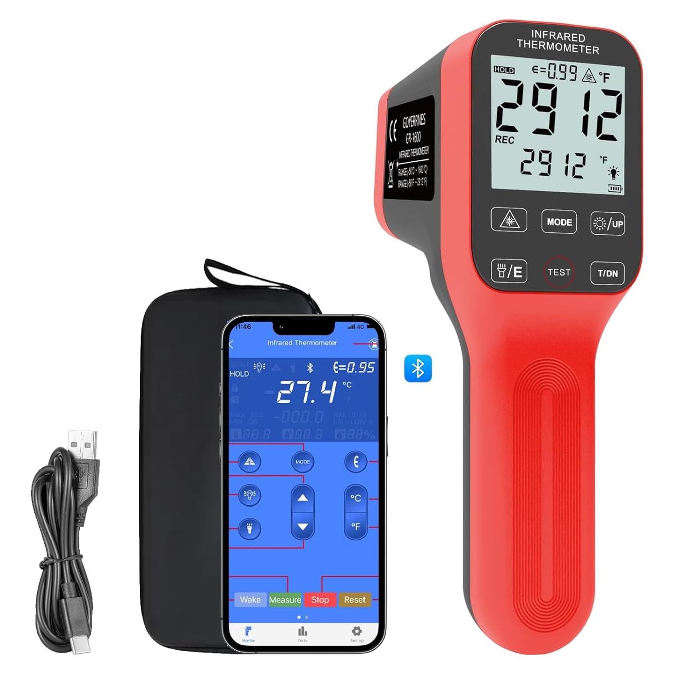 Termómetro láser infrarrojo AOPUTTRIVER AP-1600APP -50°C a 1600°C