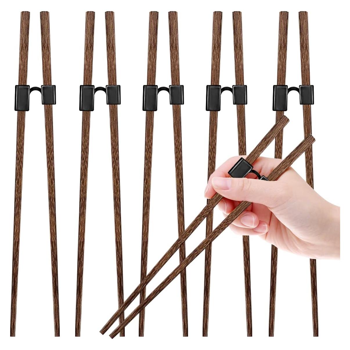 5 Pares de Palillos de Entrenamiento Reutilizables Wenge 22.5cm