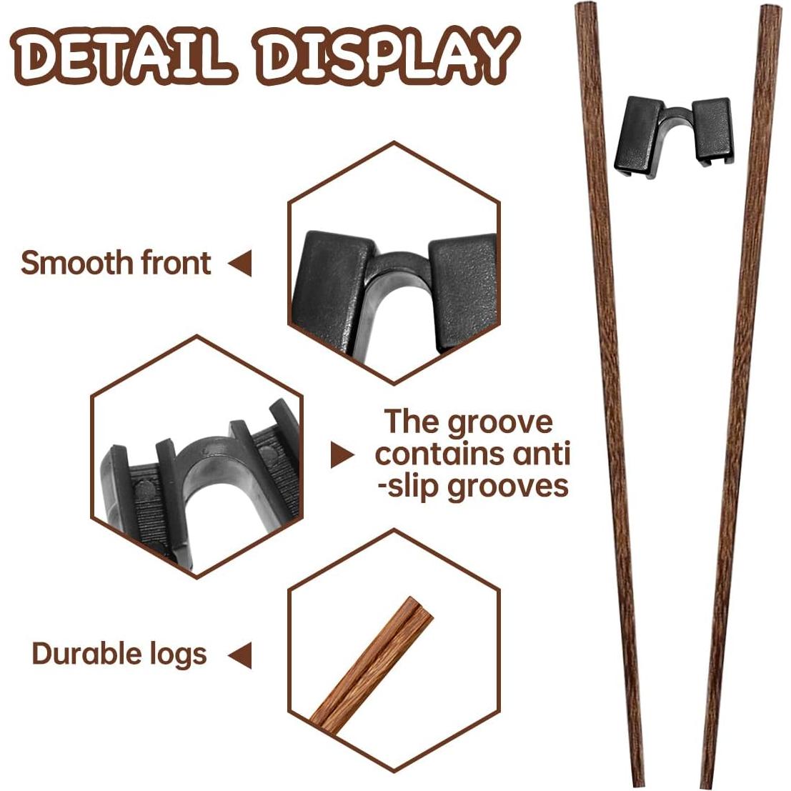 5 Pares de Palillos de Entrenamiento Reutilizables Wenge 22.5cm