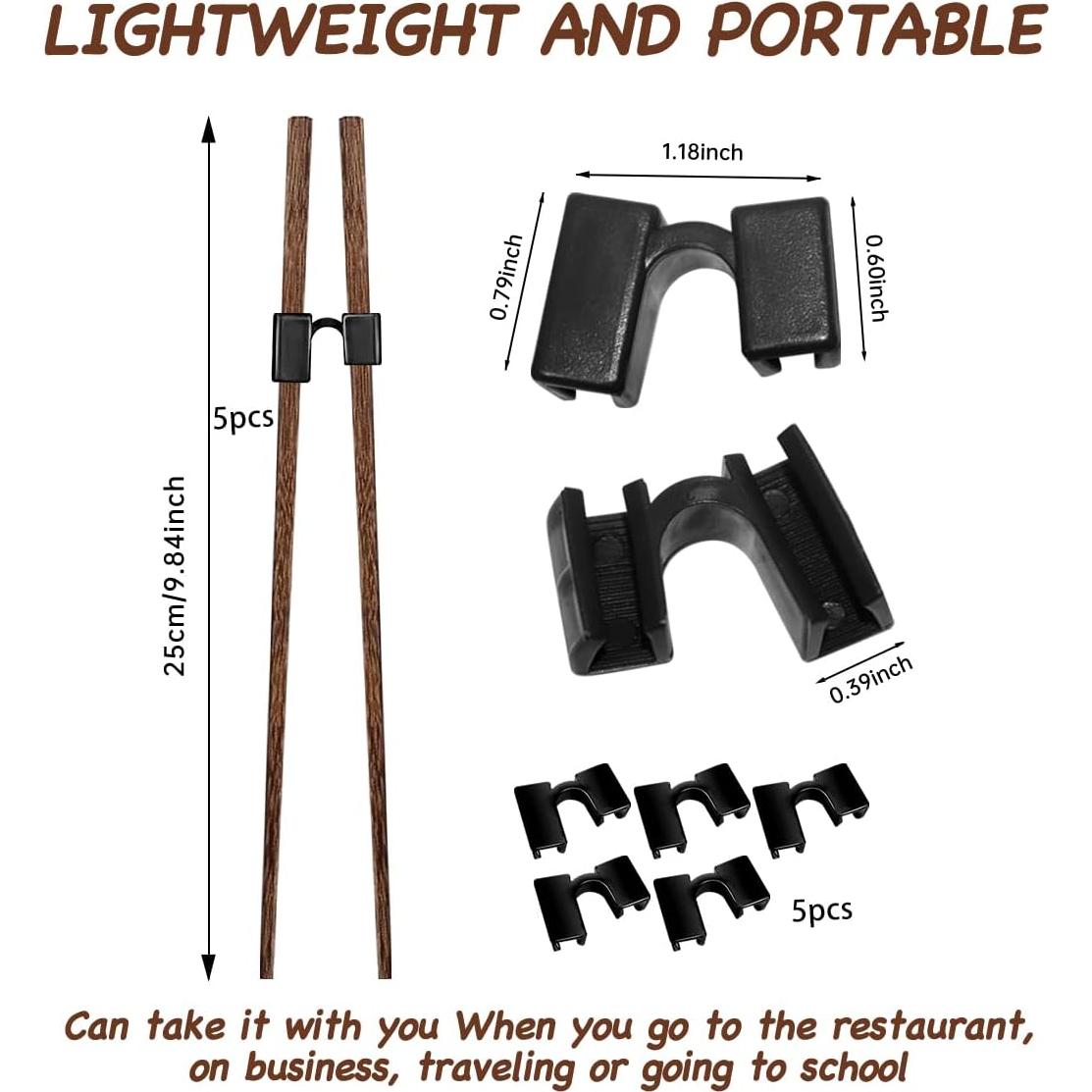 5 Pares de Palillos de Entrenamiento Reutilizables Wenge 22.5cm