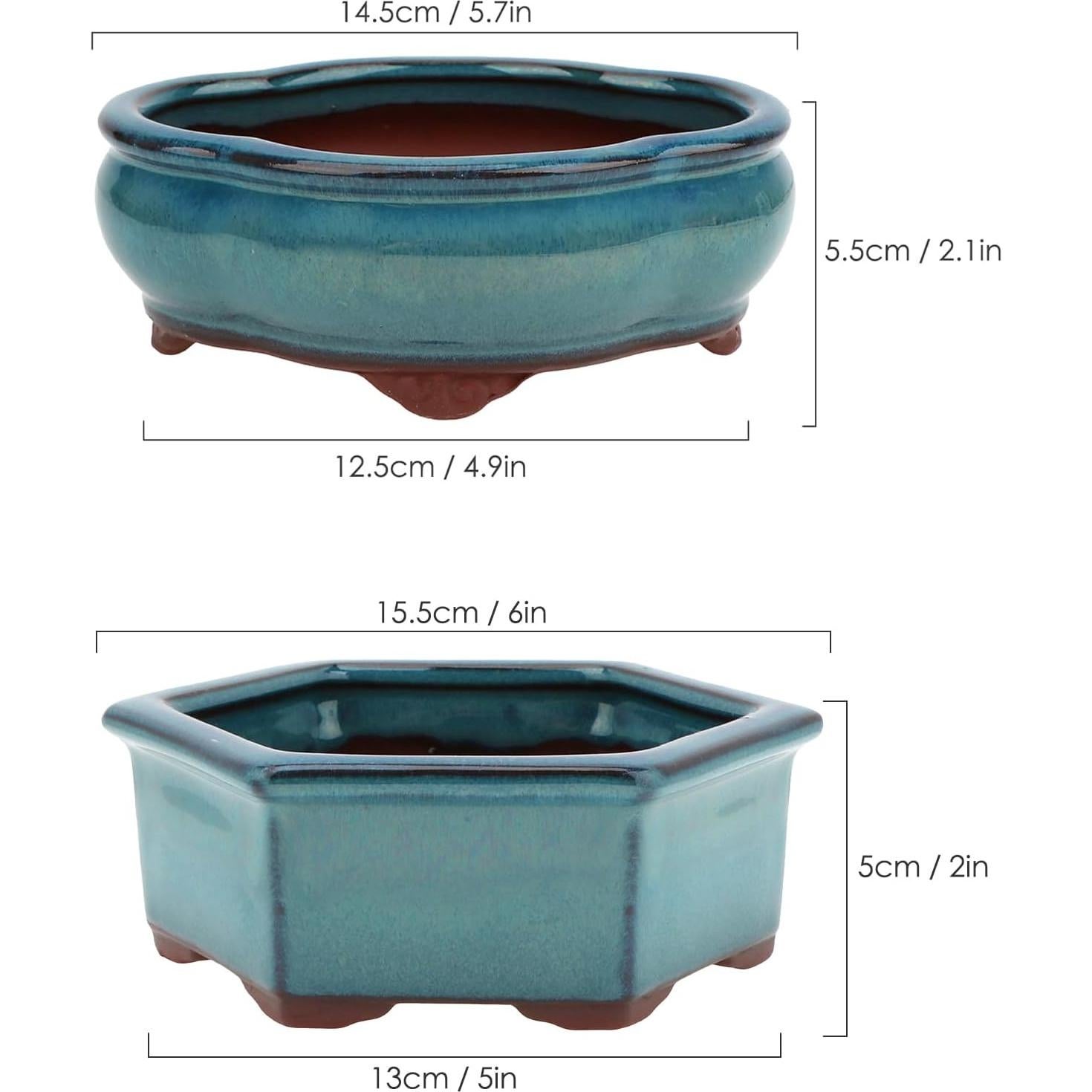 Maceta de Bonsai Happy Bonsai Juego de 2 Cerámica Azul