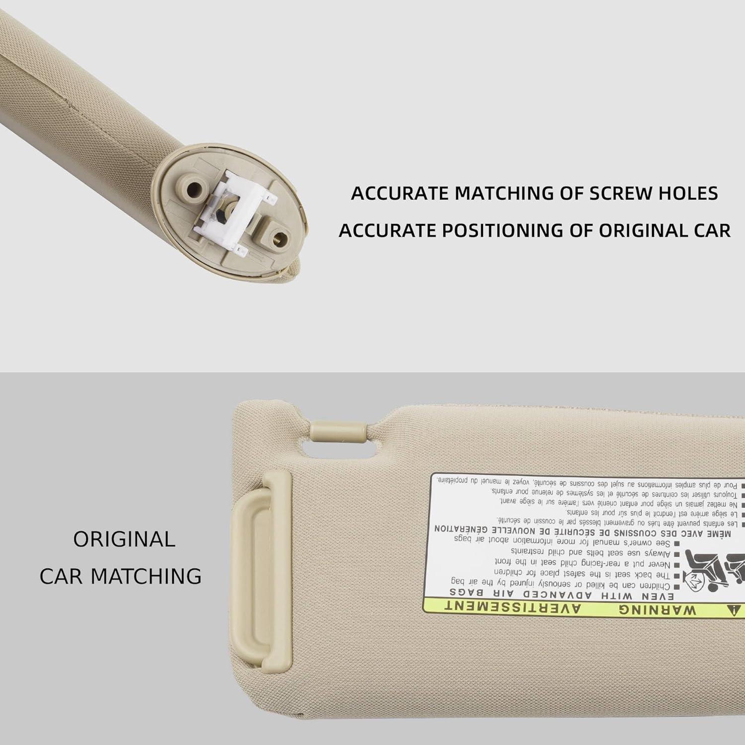 Dasbecan Left Driver Side Sun Visor with Light Compatible with Toyota Camry 2012-2017 Beige Replaces 74320-06610-B1 74320-06610-B2 74320-06611-B2 74320-33F40-B0