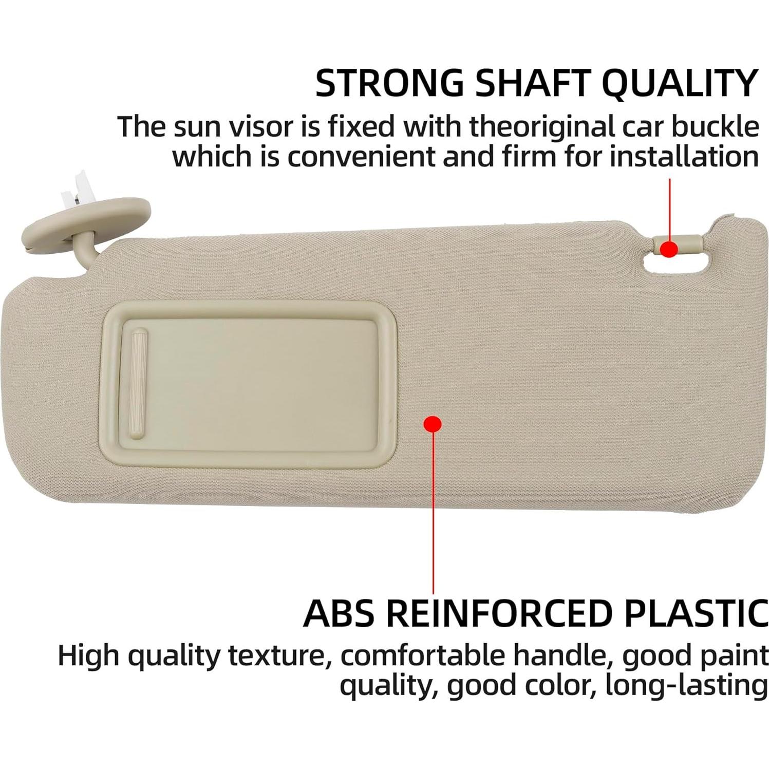 Dasbecan Left Driver Side Sun Visor with Light Compatible with Toyota Camry 2012-2017 Beige Replaces 74320-06610-B1 74320-06610-B2 74320-06611-B2 74320-33F40-B0