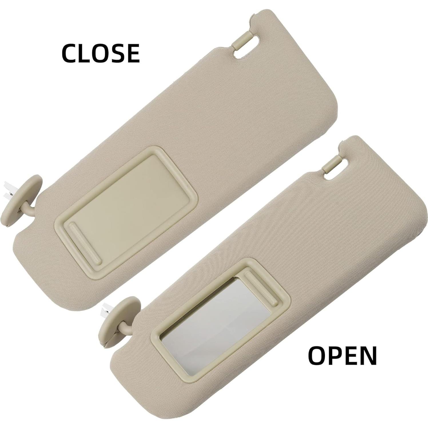 Dasbecan Left Driver Side Sun Visor with Light Compatible with Toyota Camry 2012-2017 Beige Replaces 74320-06610-B1 74320-06610-B2 74320-06611-B2 74320-33F40-B0