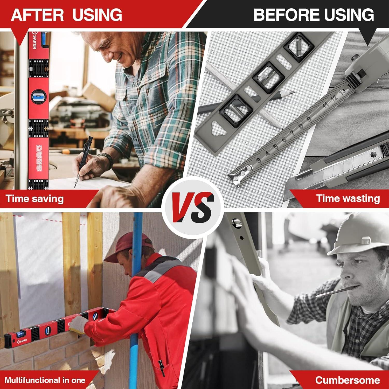 Juego de Nivel Plegable Saker + Lápiz Profundo + Aluminio