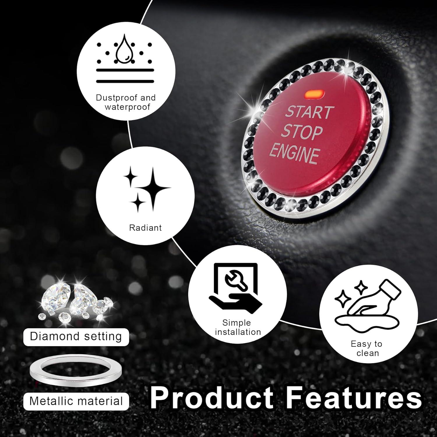 Anillo de Decoración Rhinestone LivTee para Botón de Arranque