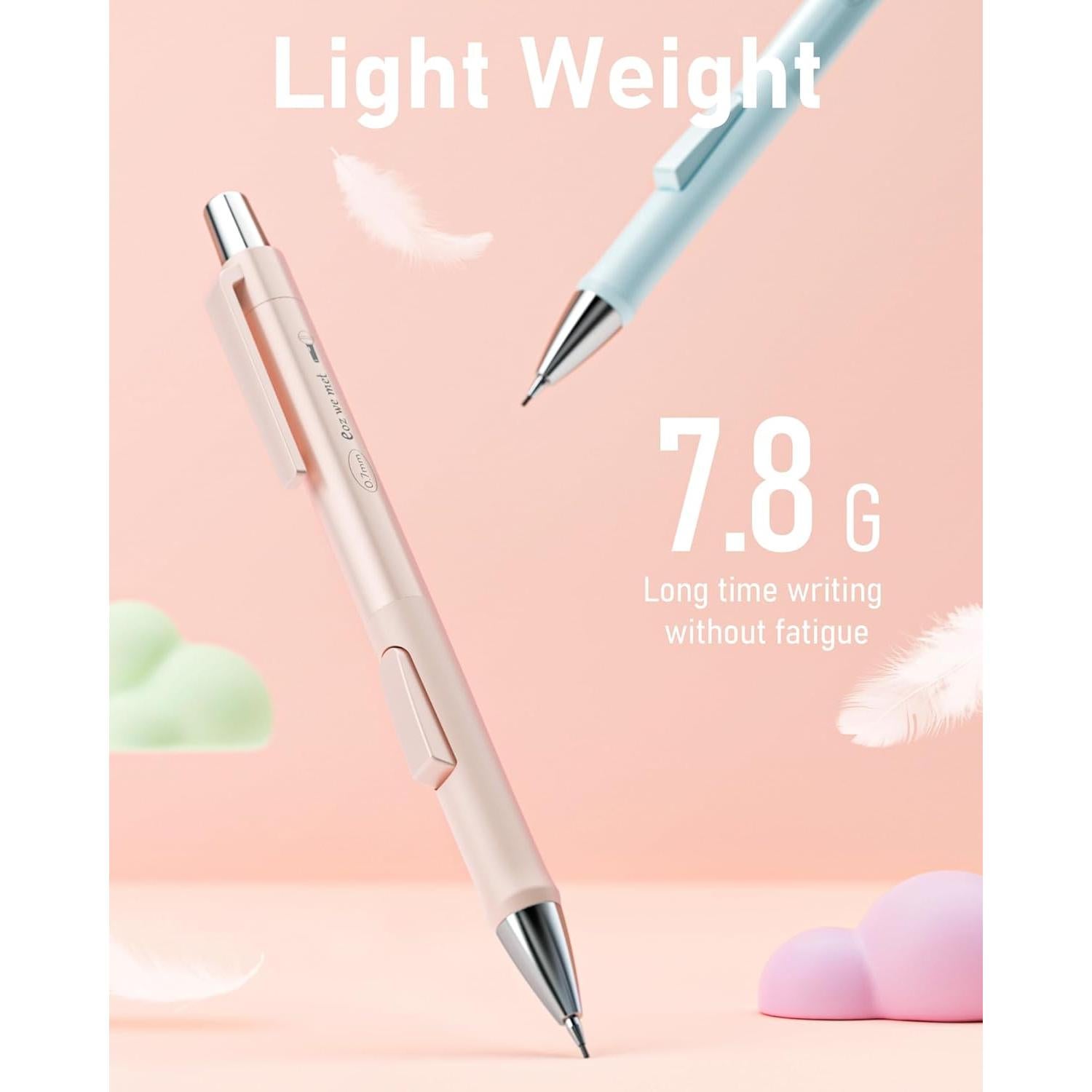 Lápiz Mecánico Nicpro 0.7mm Pastel 4 Pcs con Recargas