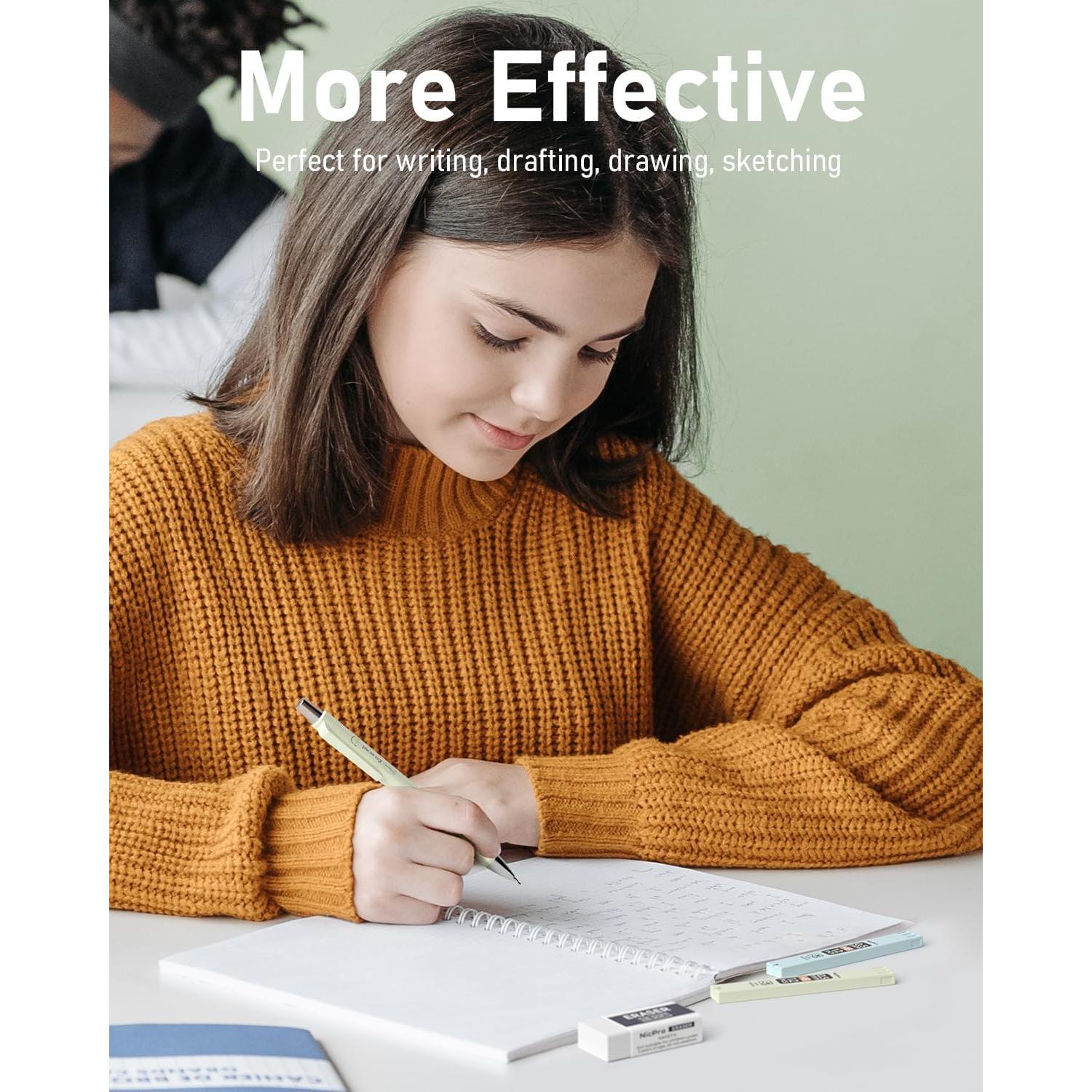 Lápiz Mecánico Nicpro 0.7mm Pastel 4 Pcs con Recargas