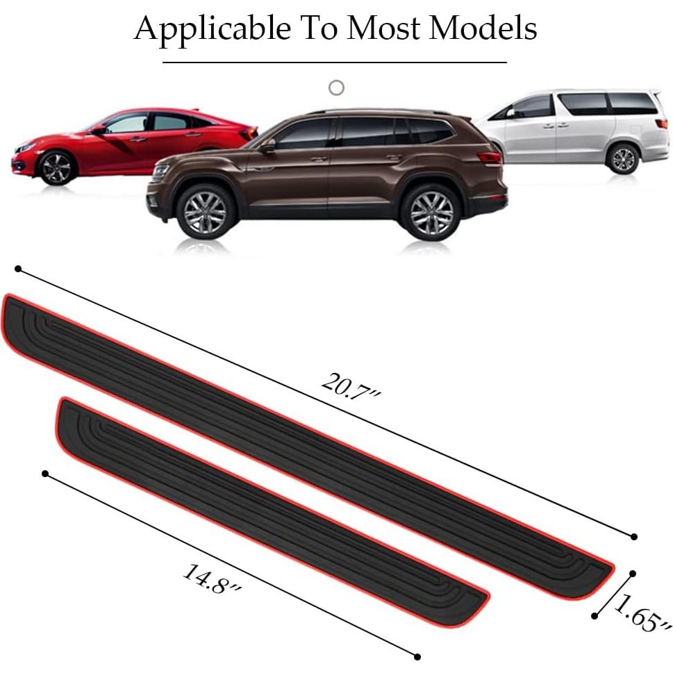 4 Protectores de Umbral de Puerta de Coche DWARFOO Negro 52.6 cm