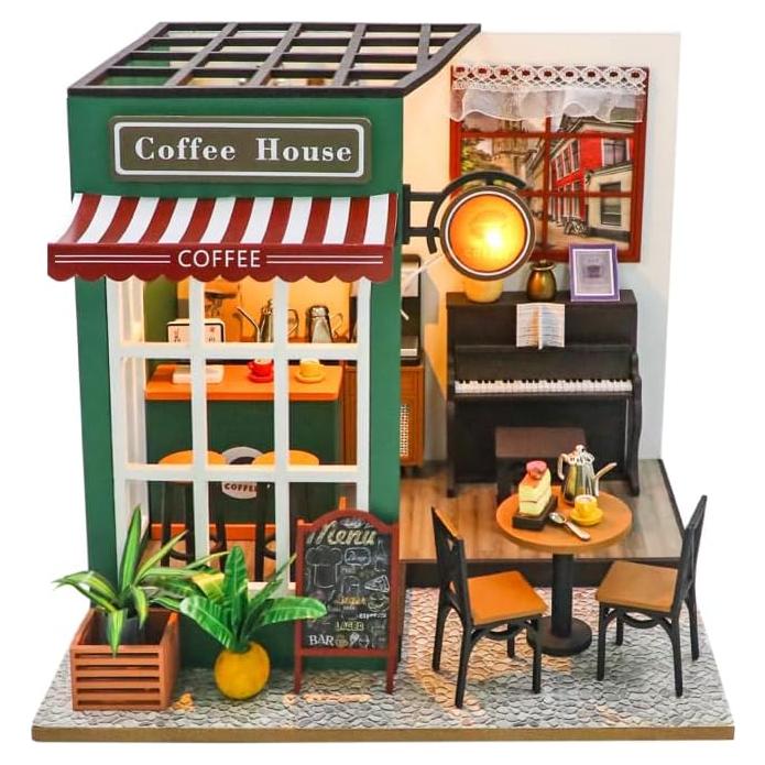 Kit Casa Miniatura DIY PlayOnePlay - Cafetería de Tarde 1.24 kg