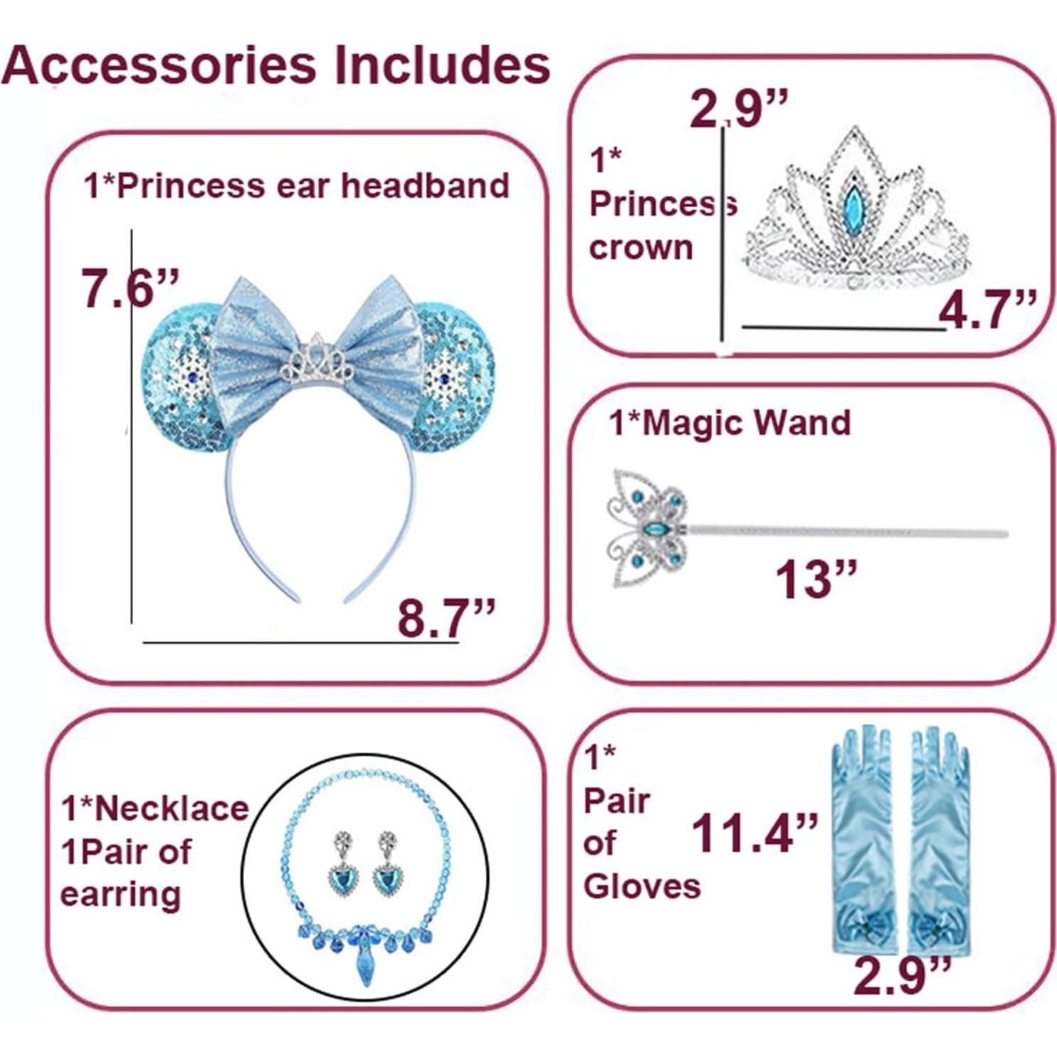 Disfraz de Princesa Azul para Niñas 3-8 Años con Accesorios