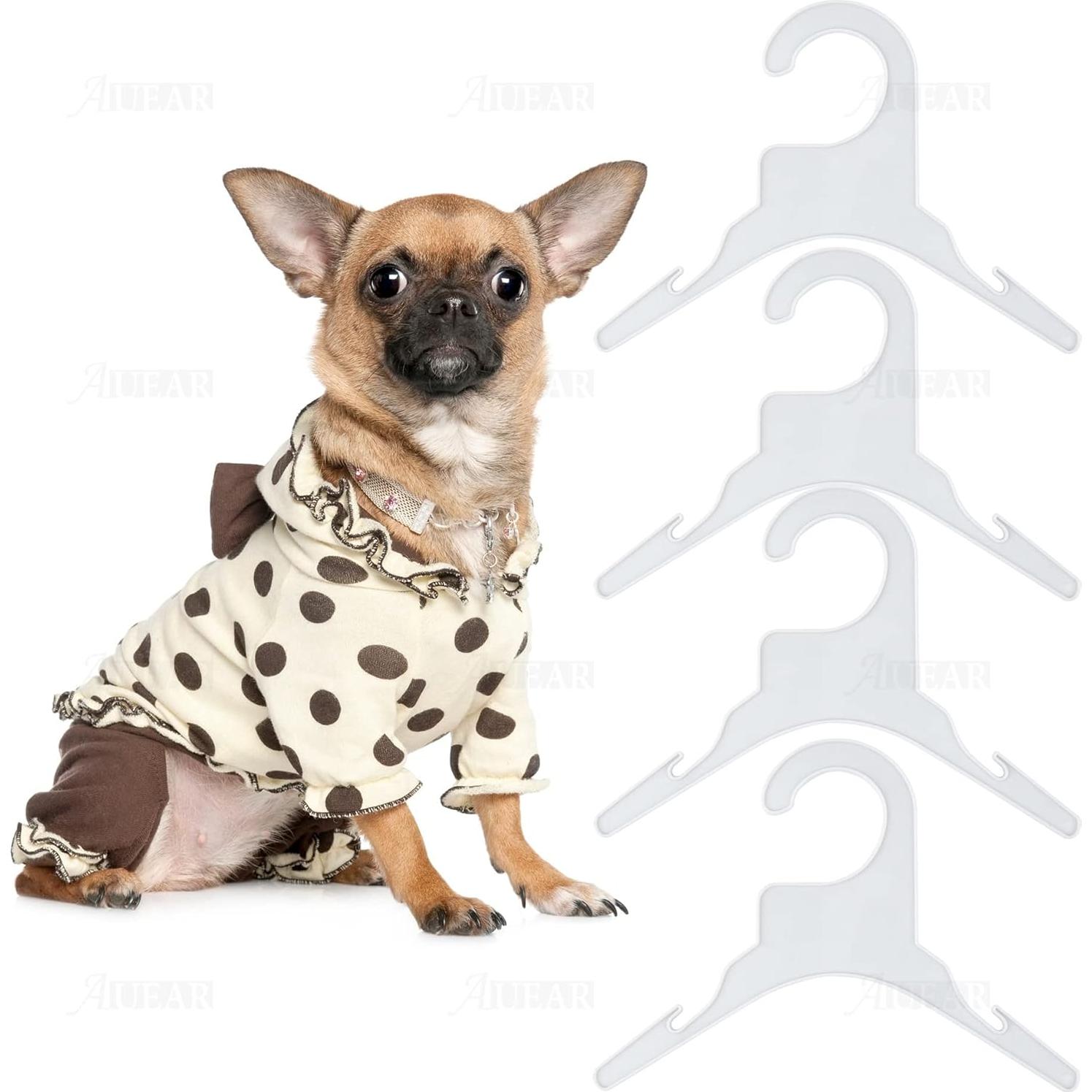 Perchas para Ropa de Mascotas AUEAR - Paquete de 10 Blancas