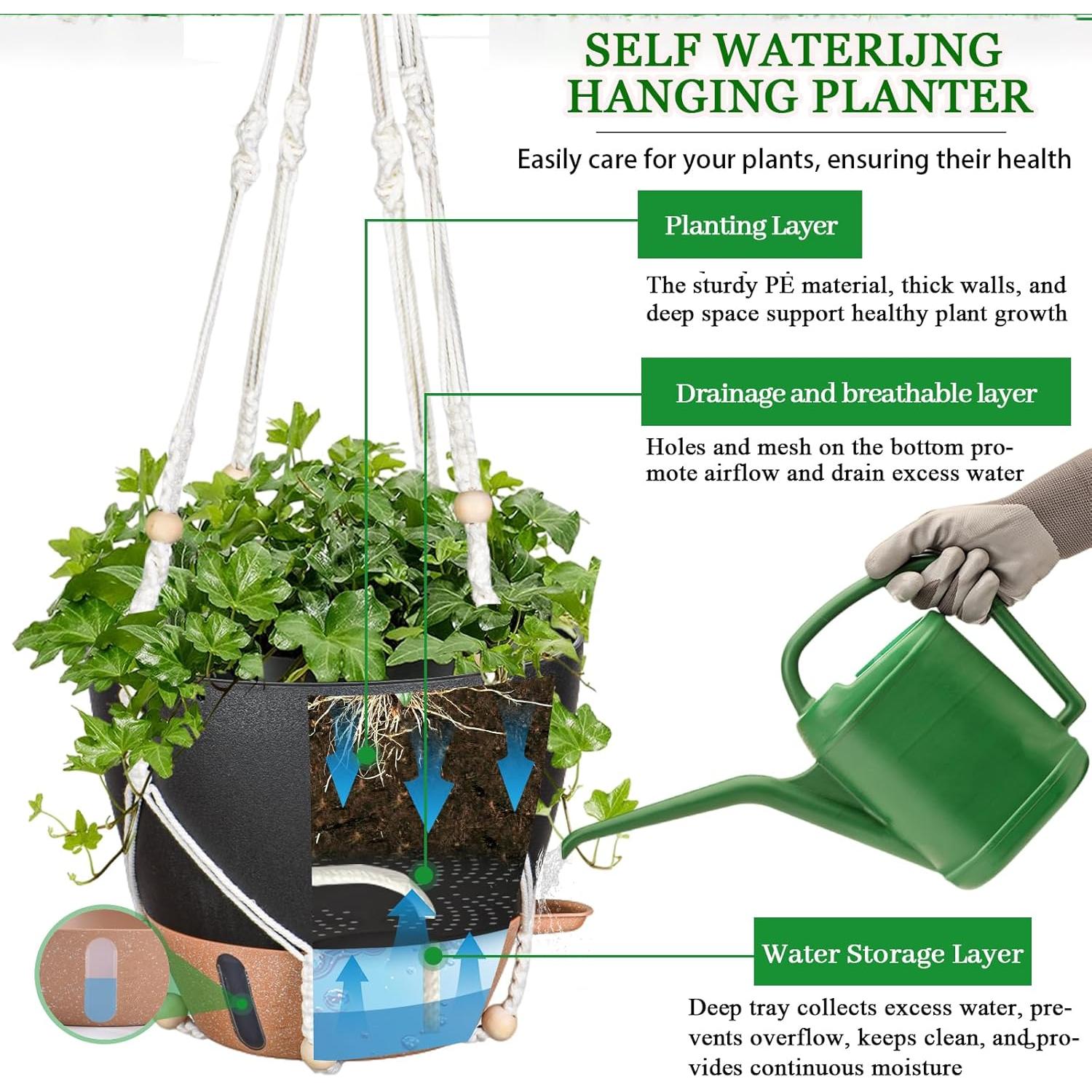 Macetas colgantes Fielda 25 cm autorriego, 2 piezas