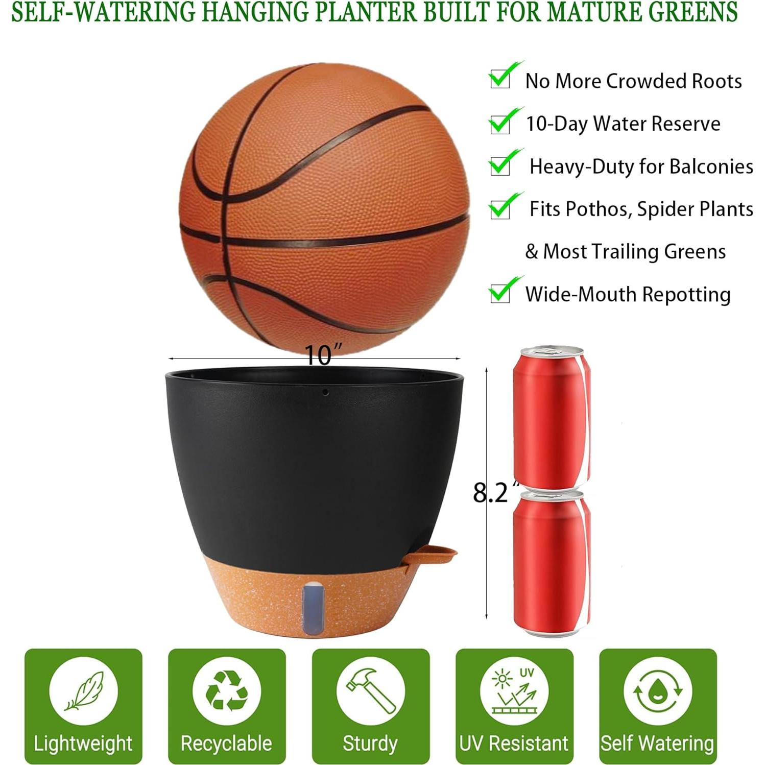 Macetas colgantes Fielda 25 cm autorriego, 2 piezas