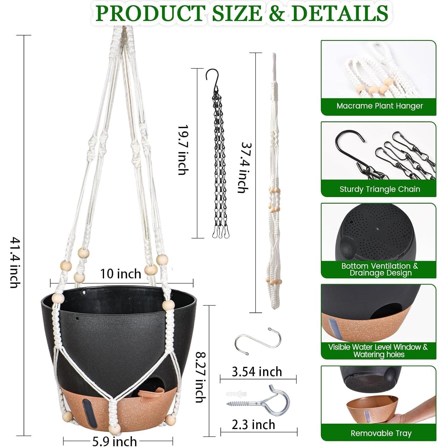 Macetas colgantes Fielda 25 cm autorriego, 2 piezas