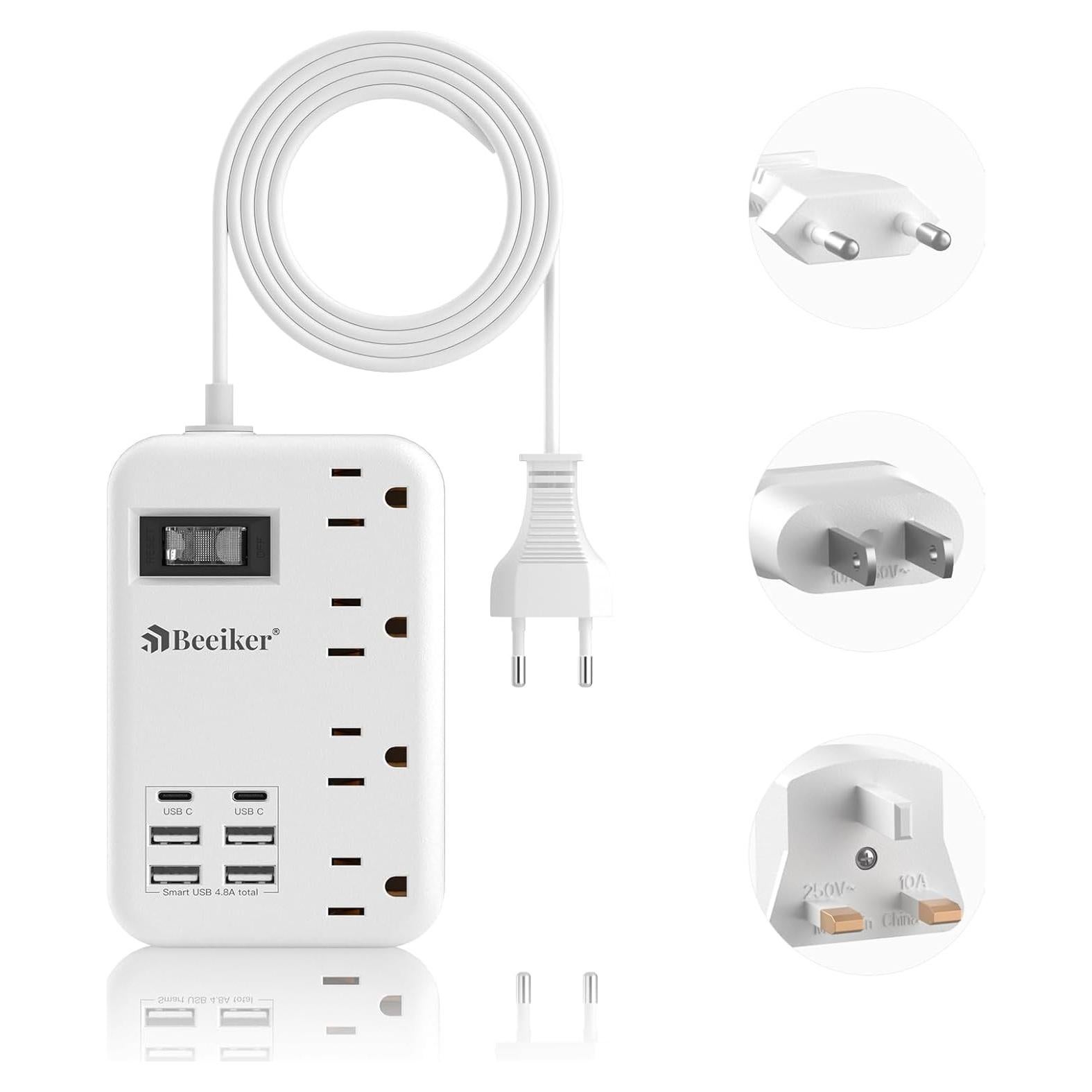 Adaptador de Enchufe de Viaje Universal BEEIKER 6 USB 3FT