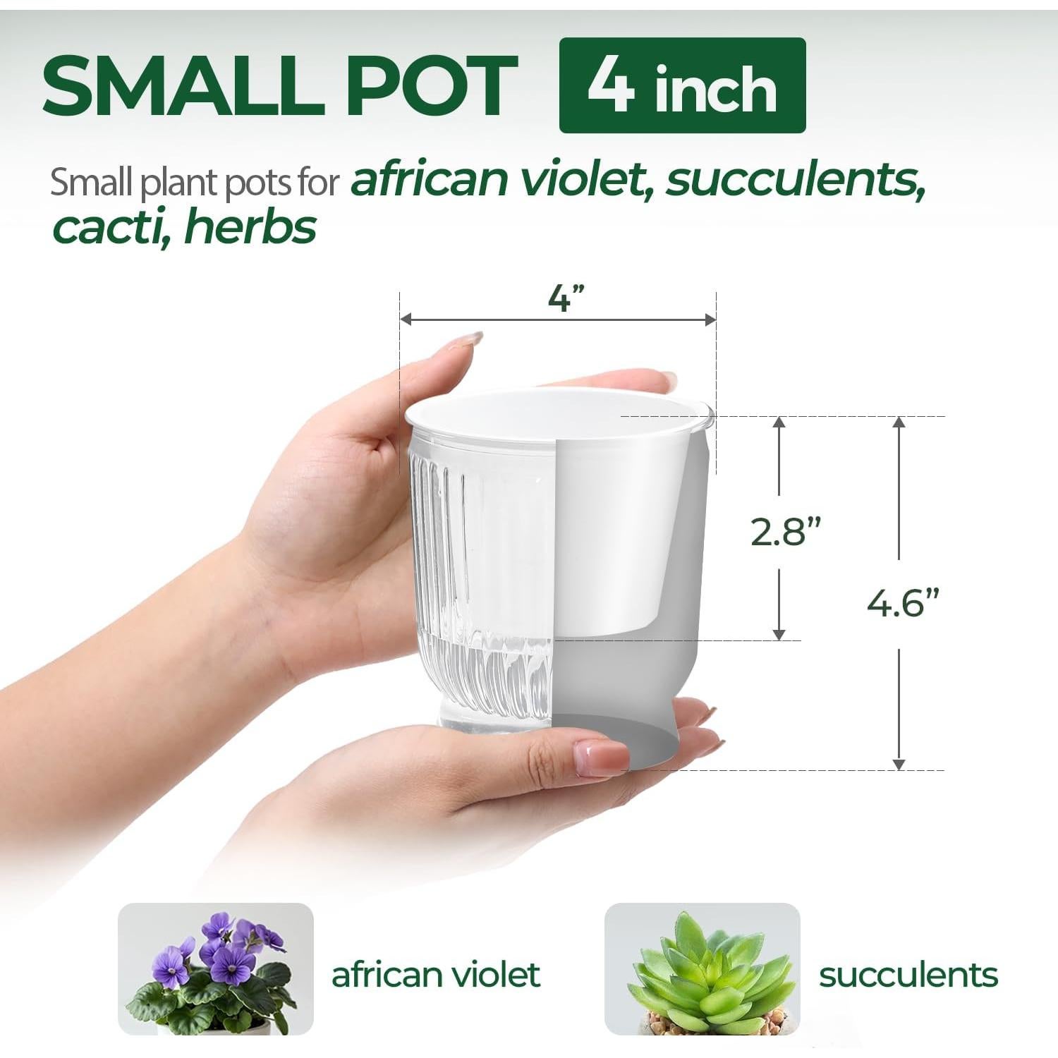 Maceta Autorriego T4U 10.8 cm Transparente Paquete de 4