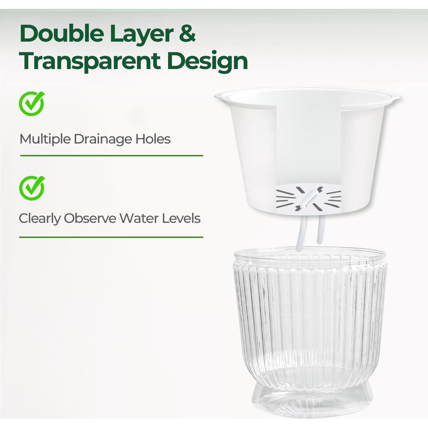 Maceta Autorriego T4U 10.8 cm Transparente Paquete de 4