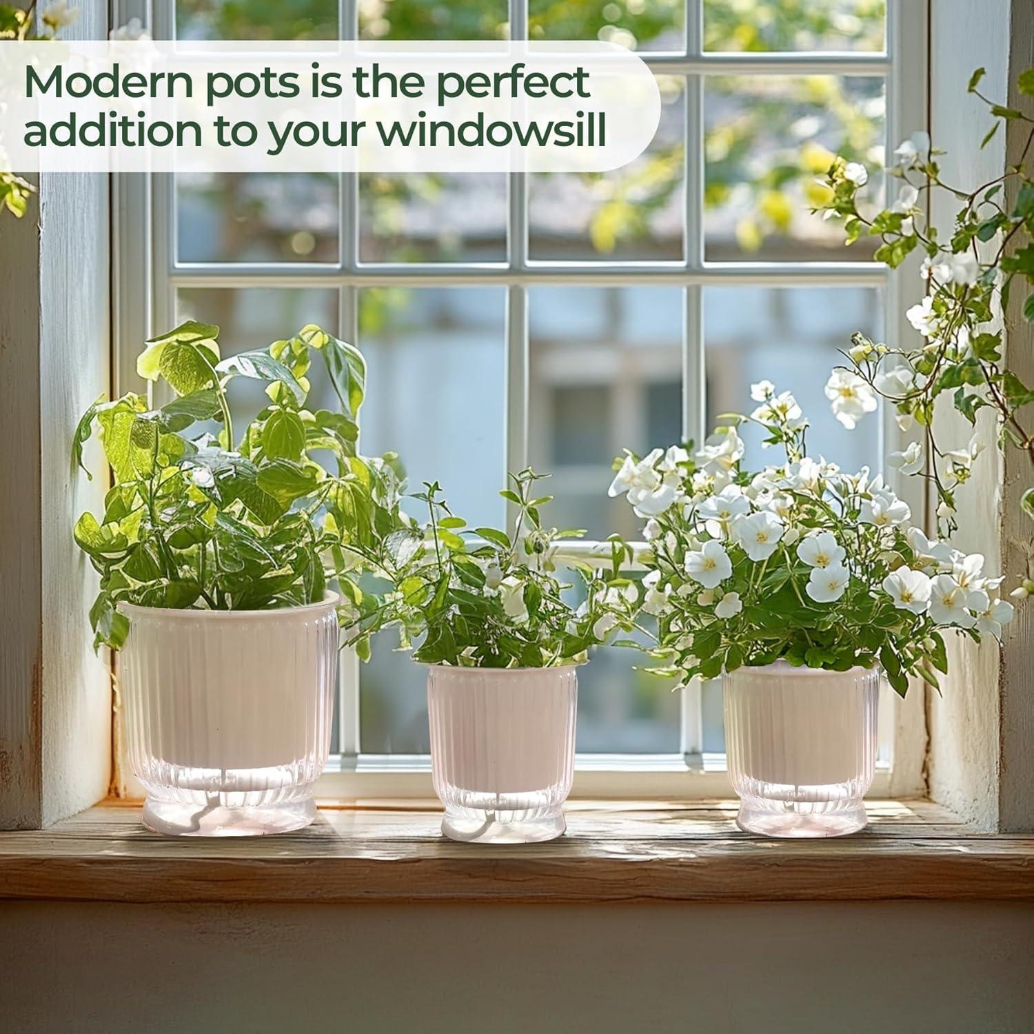 Maceta Autorriego T4U 10.8 cm Transparente Paquete de 4