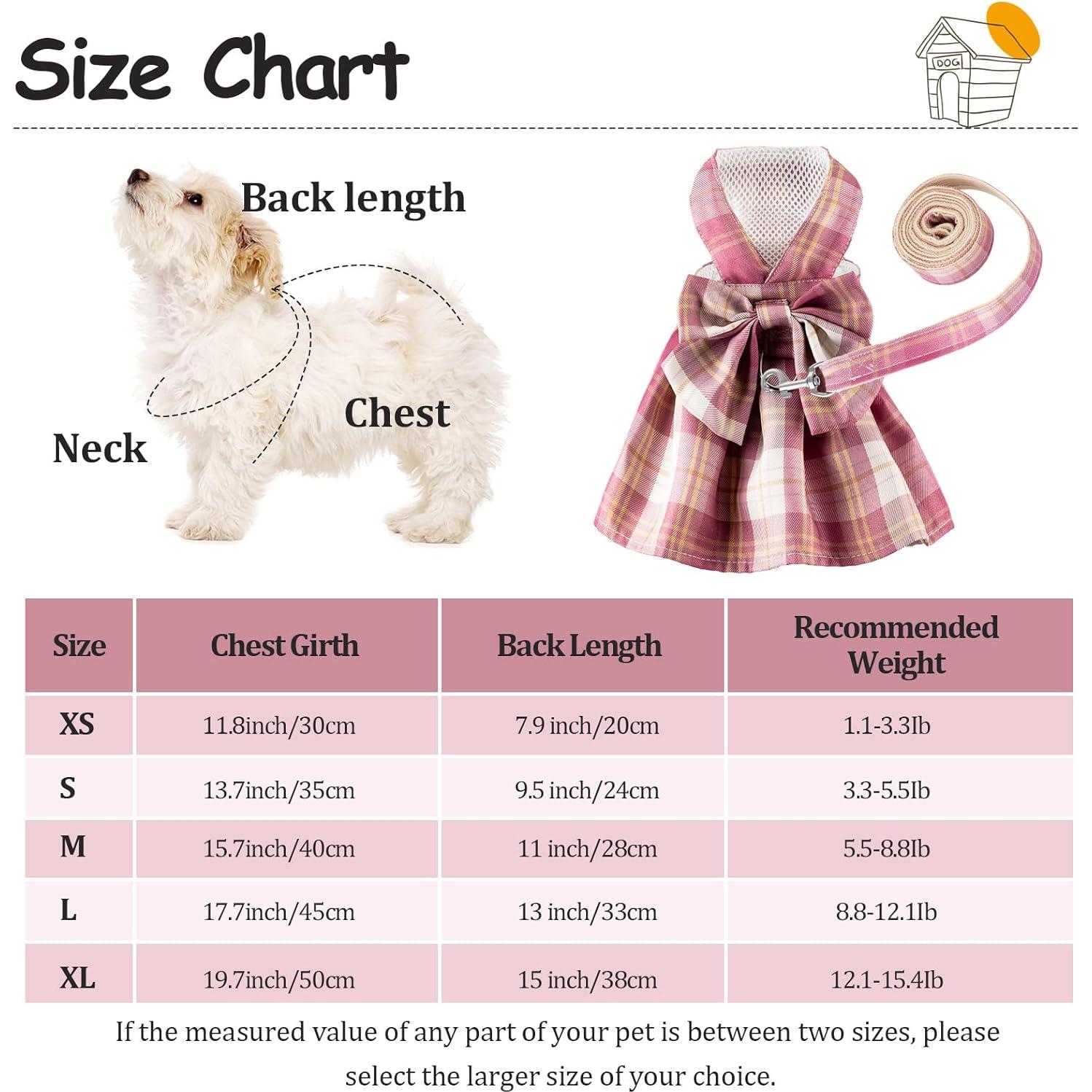 Conjunto de vestido a cuadros para perros Potchen 4 piezas M