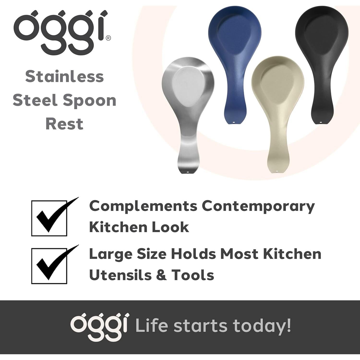 Soporte para cuchara OGGI de acero inoxidable 21x11 cm negro