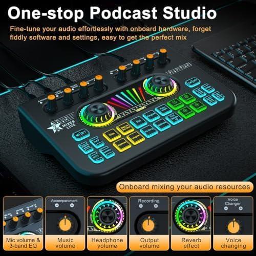 Tenlamp X3 Mezclador de Audio USB para Gaming y Streaming