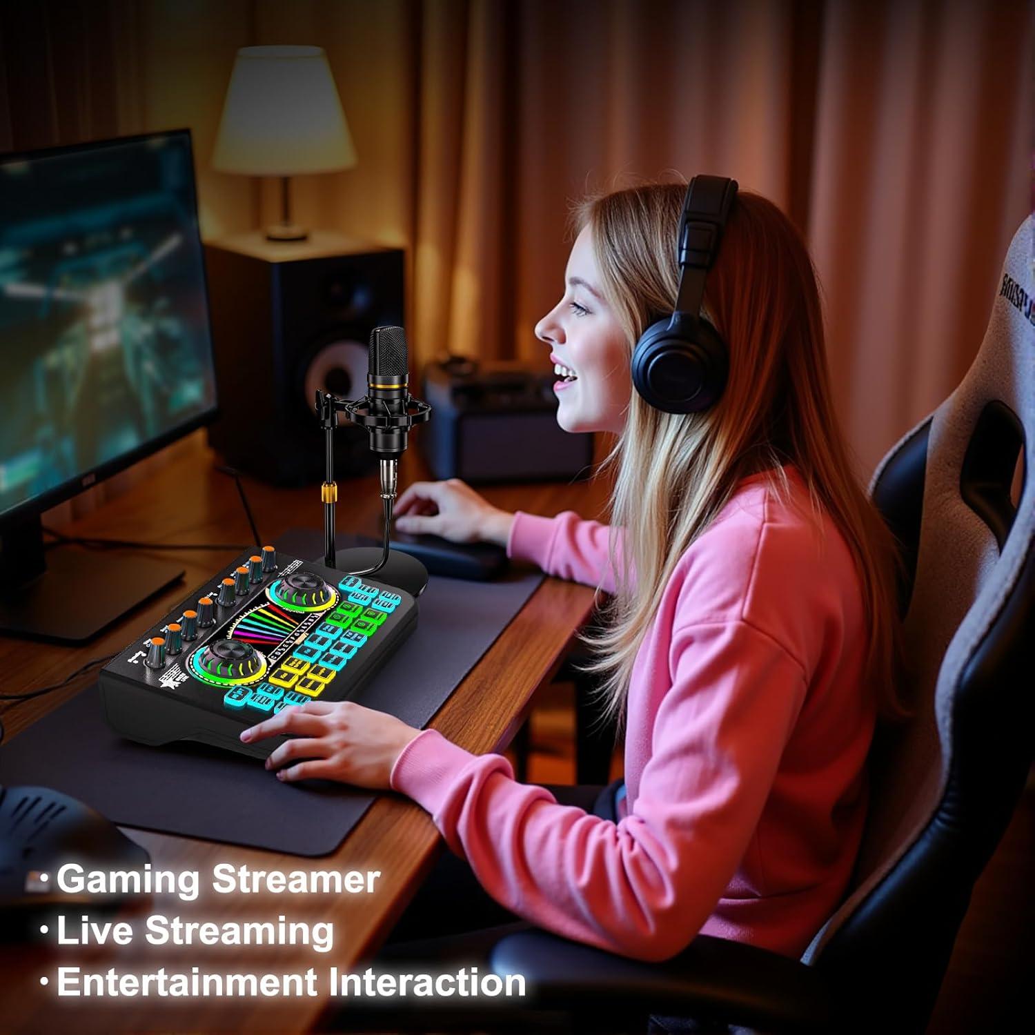 Tenlamp X3 Mezclador de Audio USB para Gaming y Streaming