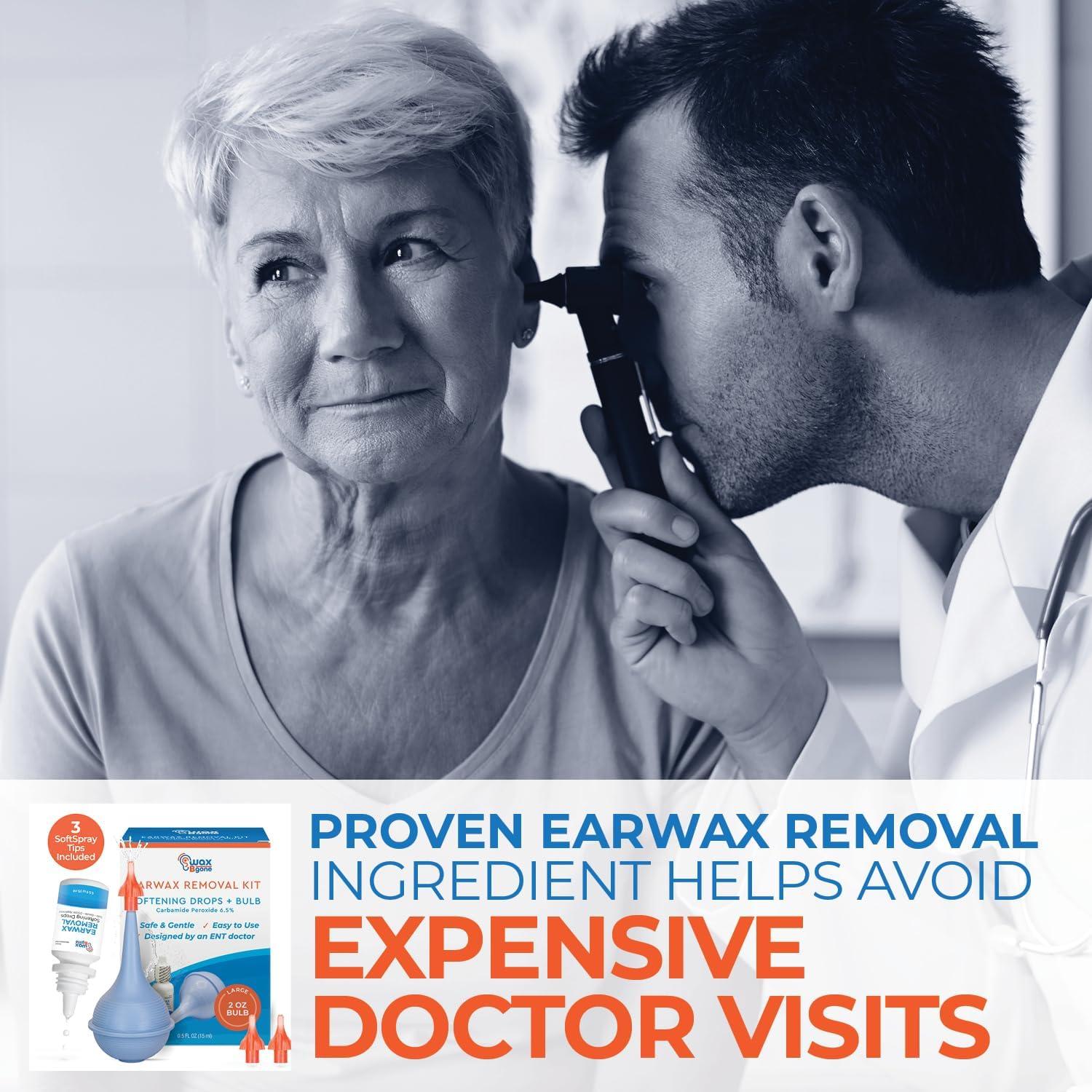 Kit de Limpieza de Oídos WaxBgone con Jeringa y 3 Puntas