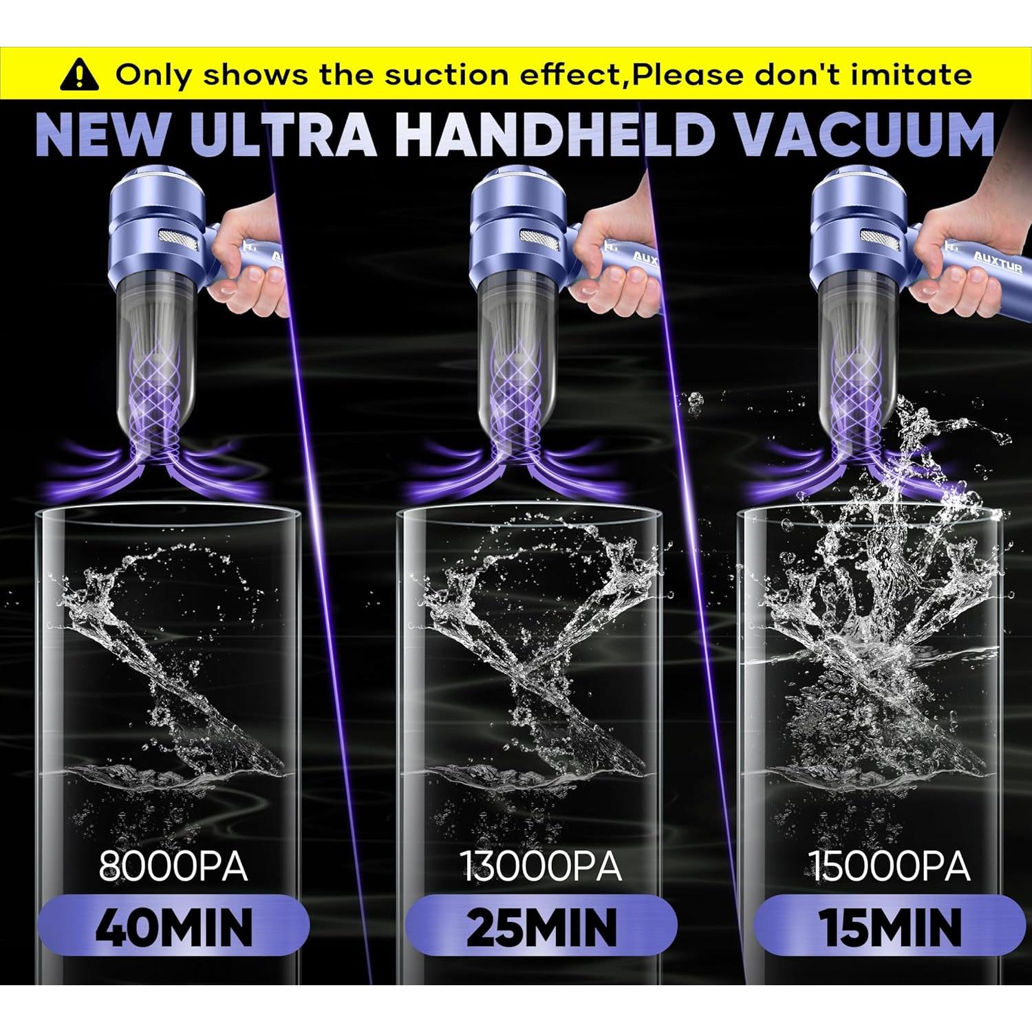 Aspiradora de Mano Inalámbrica AUXTUR 3 en 1 15000PA Gris