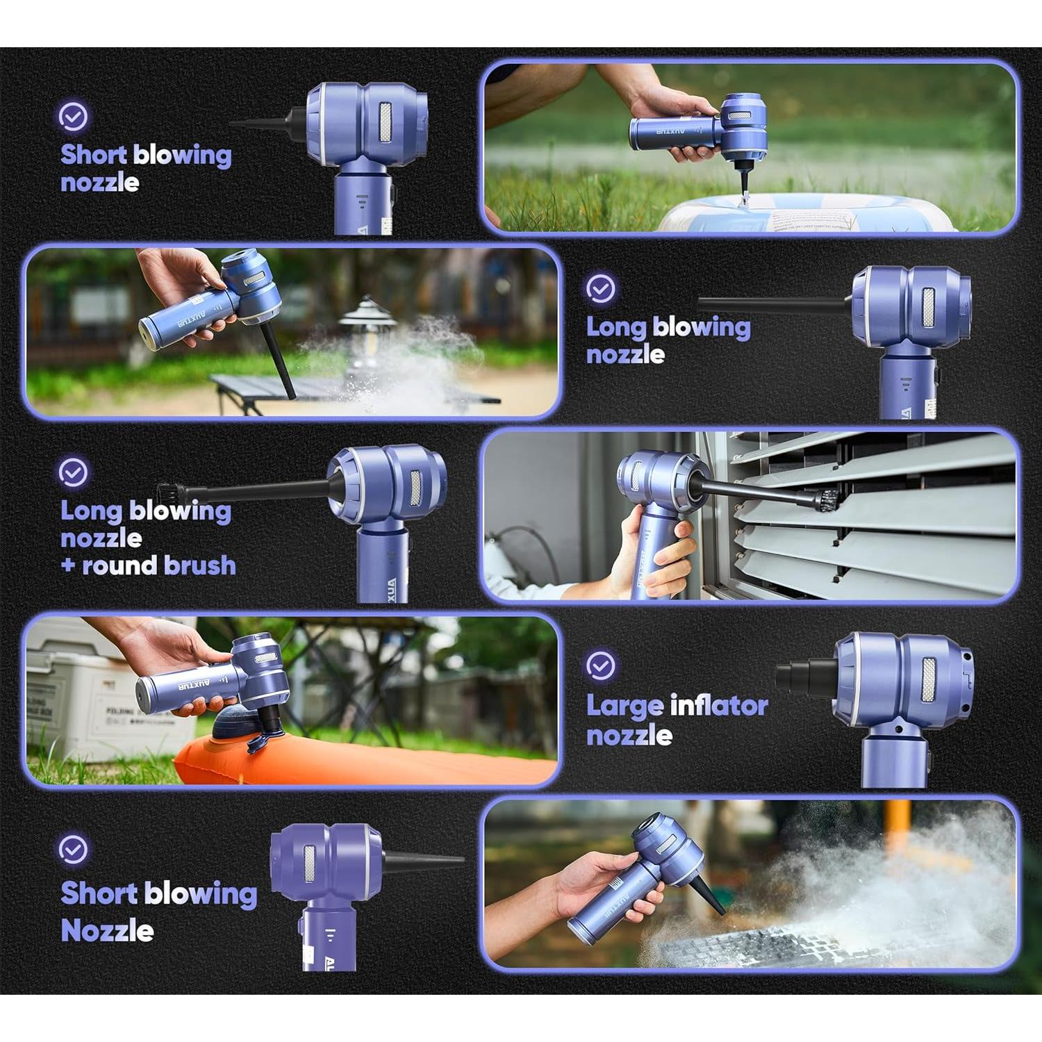 Aspiradora de Mano Inalámbrica AUXTUR 3 en 1 15000PA Gris