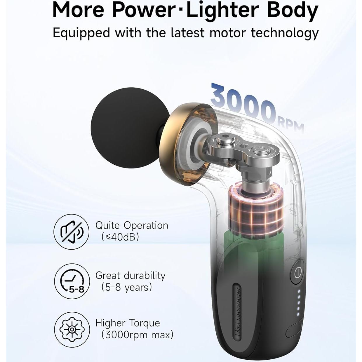 Pistola de Masaje Compacta HEYCHY A1 - Tejidos Profundos, Negro