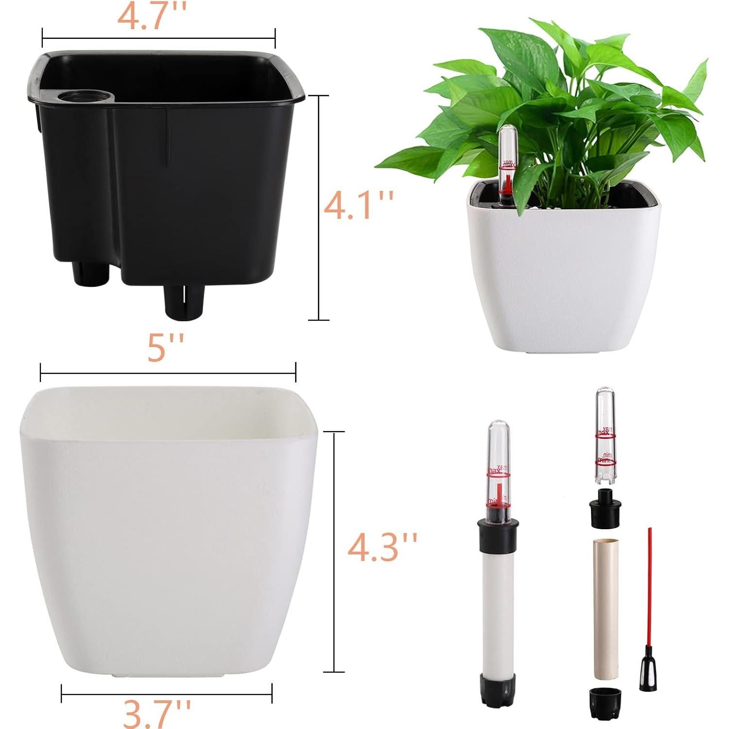 Yarlung 6 Macetas Autorriego 12.7 cm con Indicador de Agua