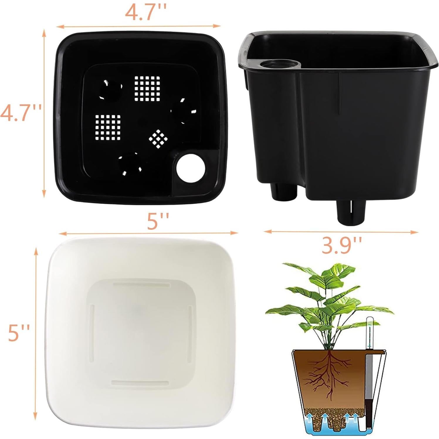 Yarlung 6 Macetas Autorriego 12.7 cm con Indicador de Agua