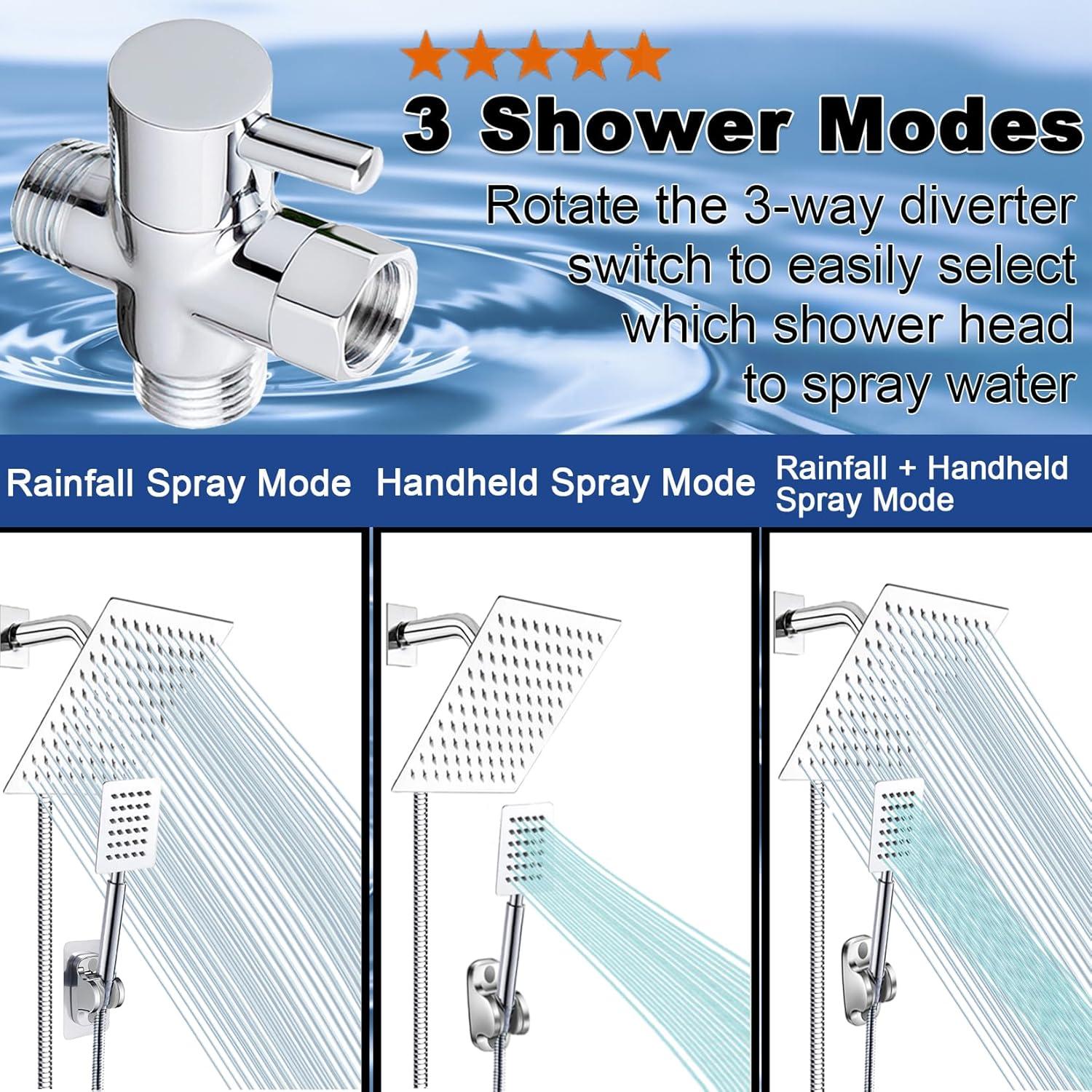 Cabezal de Ducha Doble Wosaisius 6" Alta Presión Cromo