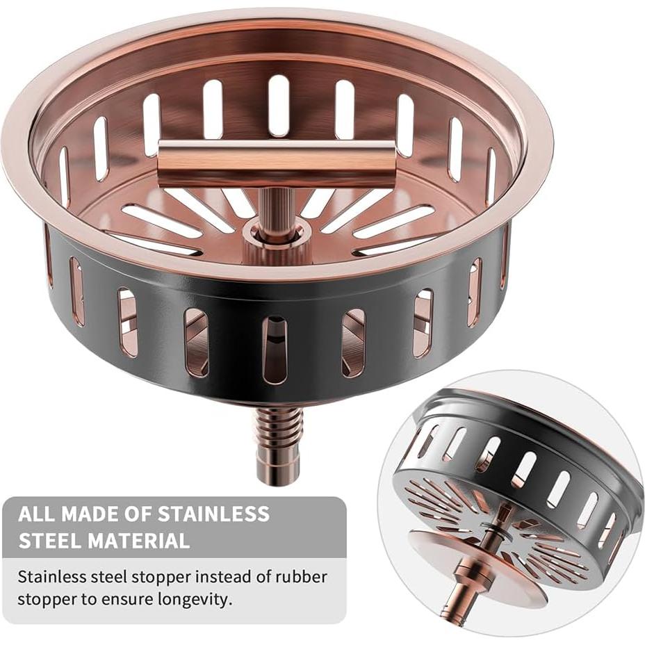 Desagüe de fregadero KONE 3.5" acero inoxidable cobre antiguo