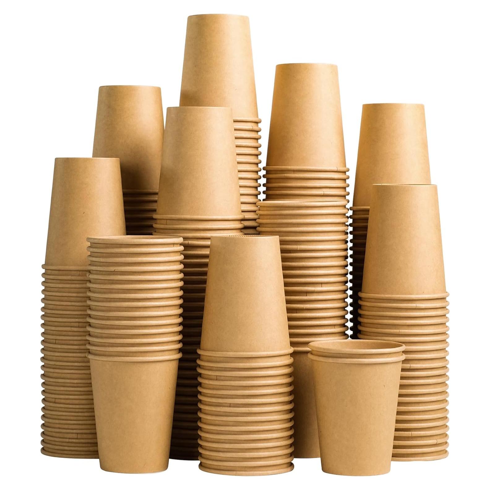 Lamosi 200 Tazas de Papel Kraft 10 OZ Biodegradables Desechables