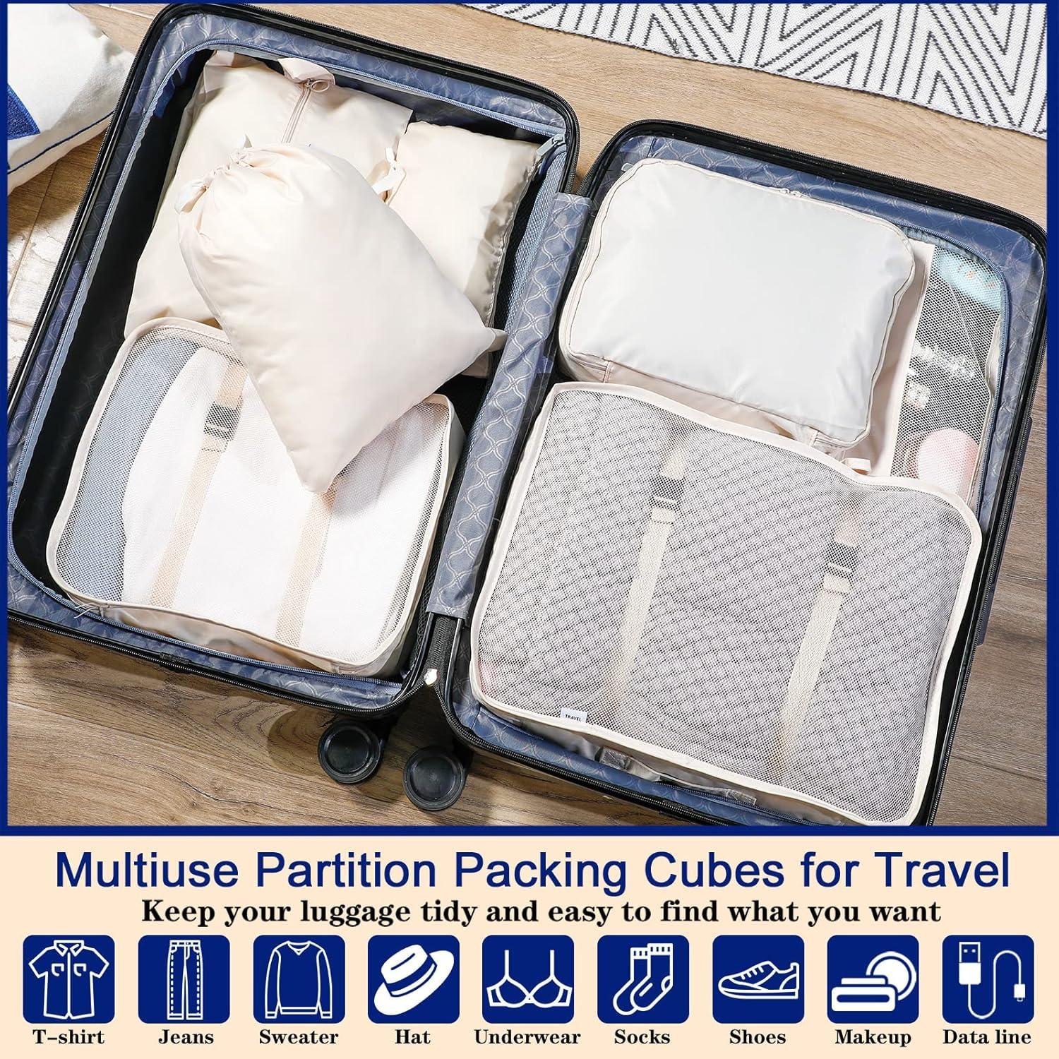 28 Piezas Cubos de Empaque Reginary Nylon Organizador de Viaje