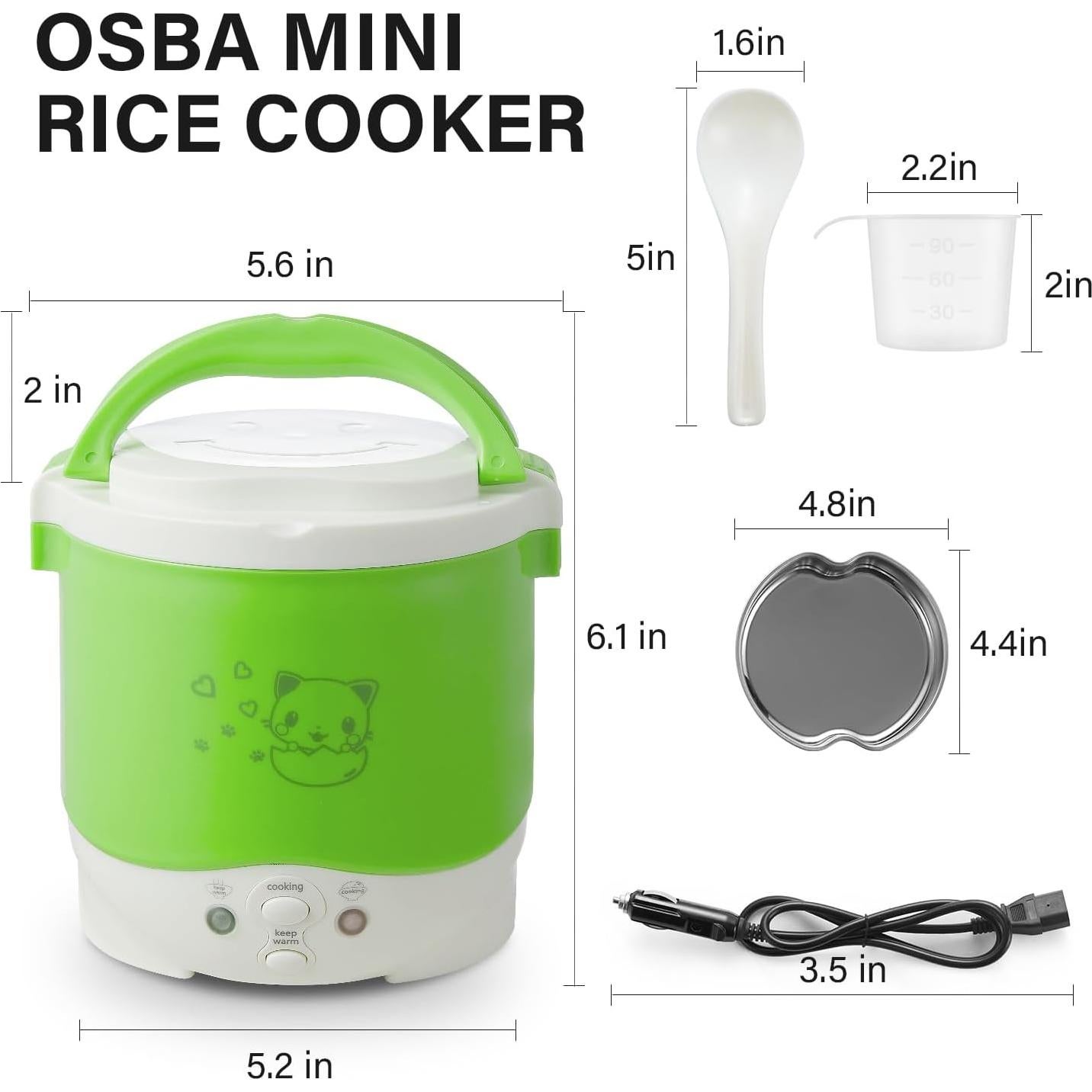 Cocedor de Arroz Mini OSBA 1L 12V para Coche Verde