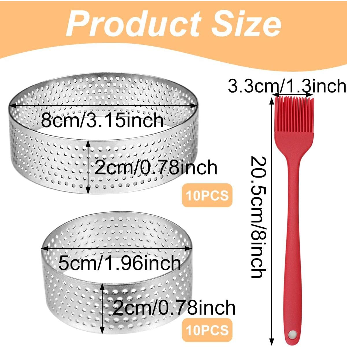 Juego de 20 Anillos para Tartas Perforados Pefect 3.15 y 1.96 Pulgadas