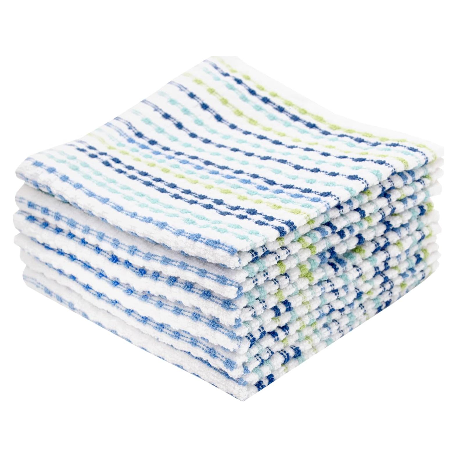Juego de 6 Paños de Mopa de Bar RITZ Algodón 30x30 cm Verde Azul