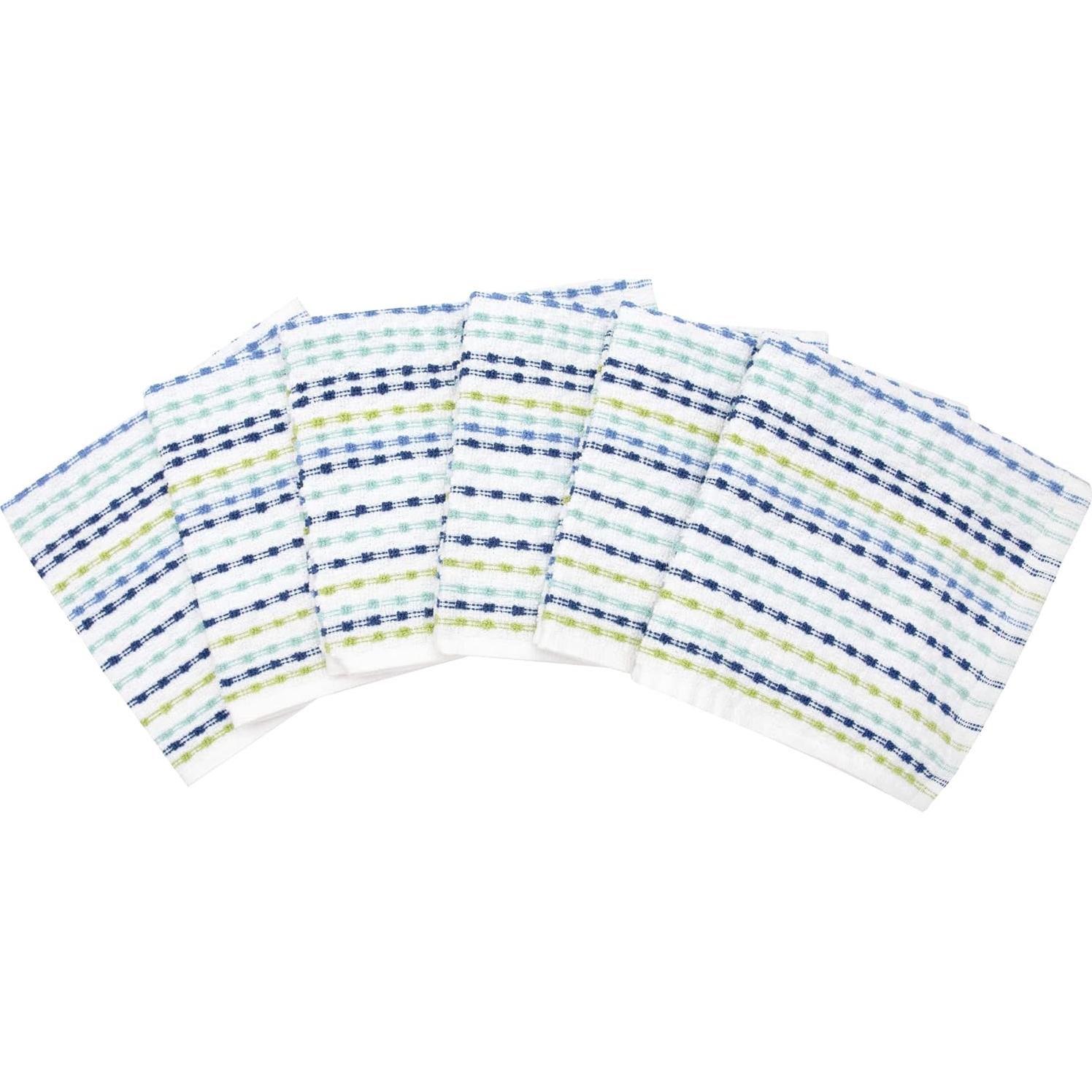 Juego de 6 Paños de Mopa de Bar RITZ Algodón 30x30 cm Verde Azul