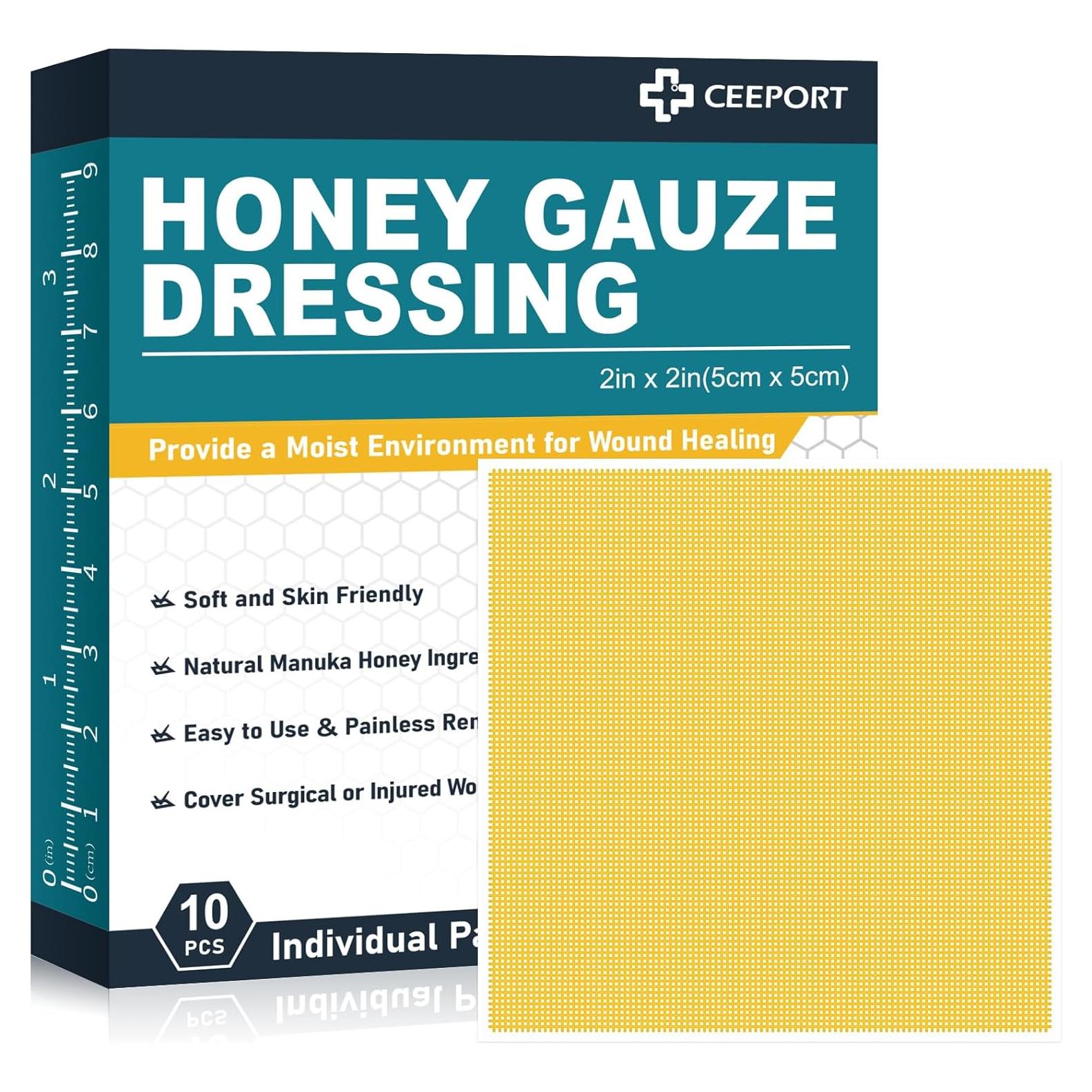 Venda de Herida de Miel de Manuka Ceeport 5.08 cm x 5.08 cm - 10 Piezas