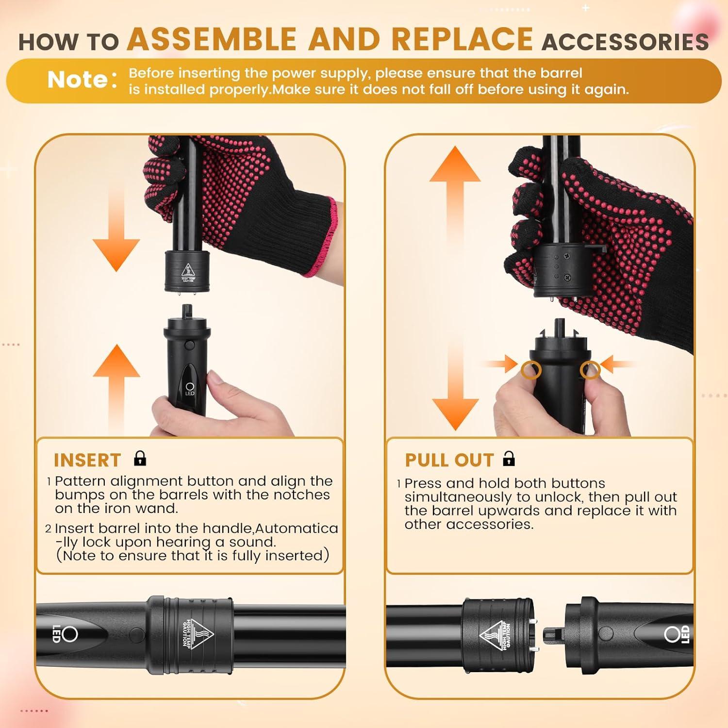 Set de Rizador 5 en 1 Amgcive con Barriles Cerámicos 0.9-3.2 cm